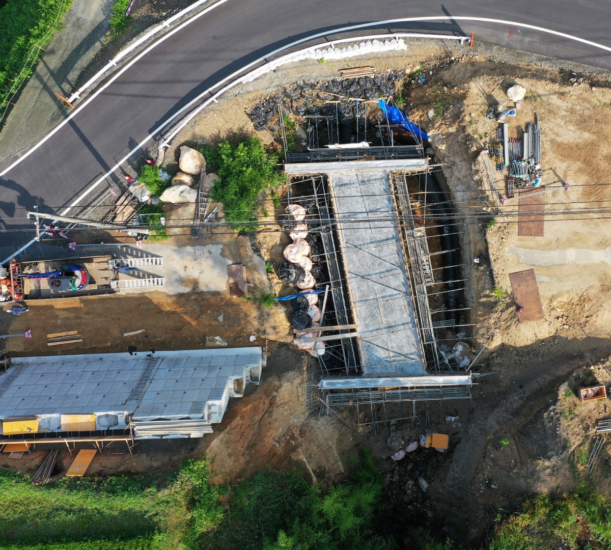 上空から見た工事現場